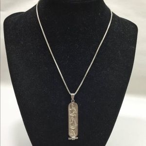 925 Silver Egyptian Hieroglyphics Barbara Necklace